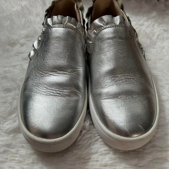Kate Spade New York Metallic Silver Ruffle Lilly SlipOn Sneakers Kawaii Preppy 6 - Picture 6 of 8